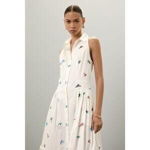 Prabal Gurung x RTR Sleeveless Embroidered Midi Shirt Dress - Size 2